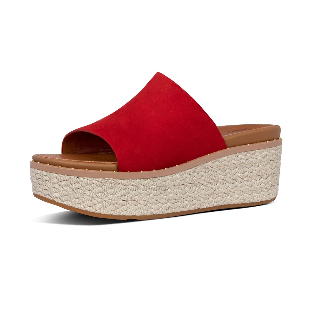 Fitflop Womens Wedge Red - Eloise Espadrille Suede Slides - 37FEDXKVQ